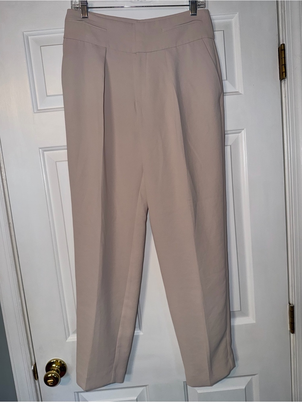 MANGO MNG Suit High Waist Pleated Trousers Beige Tan US 6